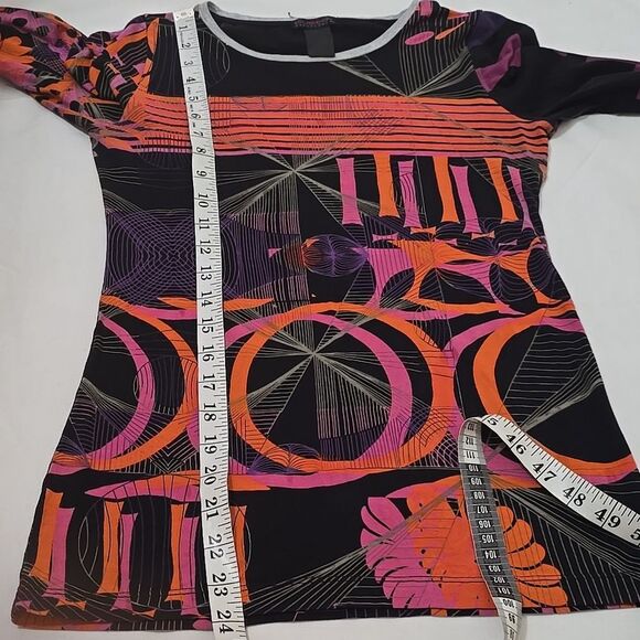 Custo Barcelona Vintage Colorful Geometric Long Sleeve Top S - Picture 5 of 6